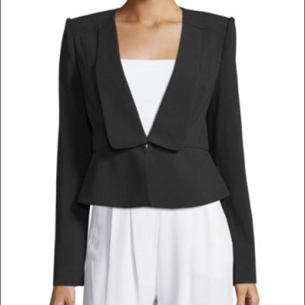 BCBGMAXAZRIA "Penn" crepe blazer. Black